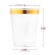 10 oz. Clear with Metallic Gold Rim Round Tumblers Dimension | Smarty Had A Party