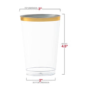 12 oz. Clear with Metallic Gold Rim Round Tumblers Dimension | Smarty Had A Party