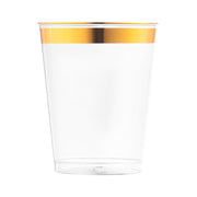 10 oz. Clear with Metallic Gold Rim Round Tumblers Main | Smarty Had A Party