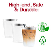 10 oz. Clear with Metallic Silver Rim Round Tumblers BPA | Smarty Had A Party