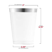 10 oz. Clear with Metallic Silver Rim Round Tumblers Dimension | Smarty Had A Party