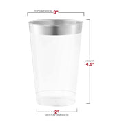 12 oz. Clear with Metallic Silver Rim Round Tumblers Dimension | Smarty Had A Party