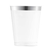 10 oz. Clear with Metallic Silver Rim Round Tumblers Main | Smarty Had A Party