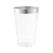 12 oz. Clear with Metallic Silver Rim Round Tumblers Main | Smarty Had A Party