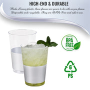 12 oz. Clear with Shiny Silver Thick Bottom Round Disposable Plastic Tumblers | Smarty Had A Party