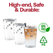 12 oz. Clear with Silver Dots Round Disposable Plastic Tumblers BPA | Smarty Had A Party