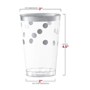 12 oz. Clear with Silver Dots Round Disposable Plastic Tumblers Dimension | Smarty Had A Party