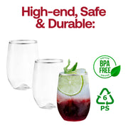 12 oz. Clear with Silver Elegant Stemless Plastic Wine Glasses BPA | Smarty Had A Party