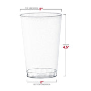 12 oz. Clear with Silver Glitter Round Disposable Plastic Tumblers Dimension | Smarty Had A Party