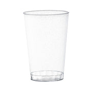 12 oz. Clear with Silver Glitter Round Disposable Plastic Tumblers Main | Smarty Had A Party