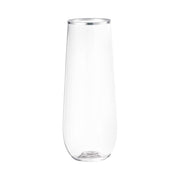 9 oz. Clear with Silver Stemless Plastic Champagne Flutes Main | Smarty Had A Party