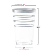 12 oz. Clear with Silver Stripes Round Disposable Plastic Tumblers Dimension | Smarty Had A Party