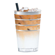 12 oz. Clear with Silver Stripes Round Disposable Plastic Tumblers Secondary | Smarty Had A Party