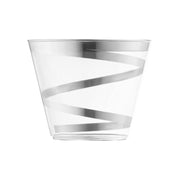 9 oz. Clear with Silver Swirl Round Disposable Plastic Party Cups Main | Smarty Had A Party