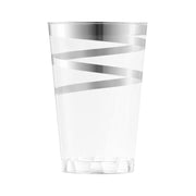 12 oz. Clear with Silver Swirl Round Disposable Plastic Tumblers Main | Smarty Had A Party