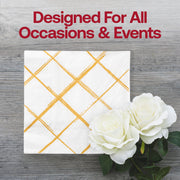 White with Gold Diamond Paper Beverage/Cocktail Napkins Lifestyle | Smarty Had A Party