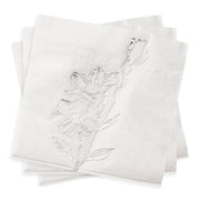 White with Silver Antique Floral Paper Beverage/Cocktail Napkins Secondary | Smarty Had A Party