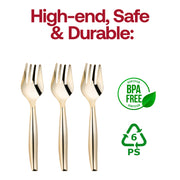 Gold Disposable Plastic Serving Forks BPA | Smarty Had A Party