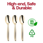 Gold Disposable Plastic Serving Spoons BPA | Smarty Had A Party