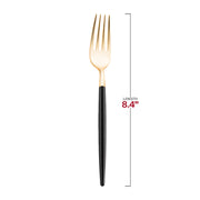 Gold with Black Handle Moderno Disposable Plastic Dinner Forks Dimension | Smarty Had A Party