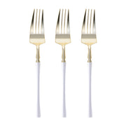 Gold with White Handle Moderno Disposable Plastic Dinner Forks Secondary | Smarty Had A Party