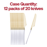 Gold with White Handle Moderno Disposable Plastic Dinner Knives Quantity | Smarty Had A Party