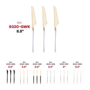 Gold with White Handle Moderno Disposable Plastic Dinner Knives SKU | Smarty Had A Party