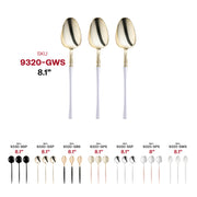 Gold with White Handle Moderno Disposable Plastic Dinner Spoons SKU | Smarty Had A Party