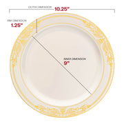 Ivory with Gold Harmony Rim Plastic Dinnerware Value Set Dimension | Smarty Had A Party