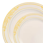 Ivory with Gold Harmony Rim Plastic Dinnerware Value Set | Smarty Had A Party