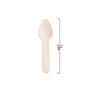 3" Natural Birch Eco-Friendly Disposable Mini Dessert Spoons Dimension | Smarty Had A Party