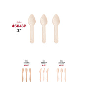 3" Natural Birch Eco-Friendly Disposable Mini Dessert Spoons SKU | Smarty Had A Party