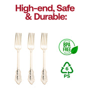 Shiny Baroque Gold Plastic Forks BPA | Smarty Had A Party