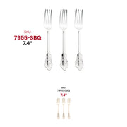 Shiny Baroque Silver Plastic Forks SKU | Smarty Had A Party