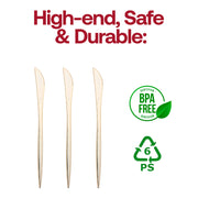 Shiny Gold Moderno Disposable Plastic Dinner Knives BPA | Smarty Had A Party