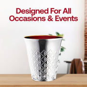 5 oz. Shiny Metallic Aluminum Silver Round Plastic Kiddush Cups Lifestyle | Smarty Had A Party