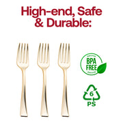 Shiny Metallic Gold Mini Plastic Disposable Tasting Forks BPA | Smarty Had A Party