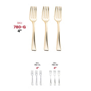 Shiny Metallic Gold Mini Plastic Disposable Tasting Forks SKU | Smarty Had A Party