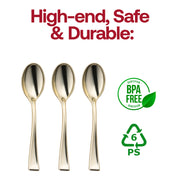 Shiny Metallic Gold Mini Plastic Disposable Tasting Spoons BPA | Smarty Had A Party