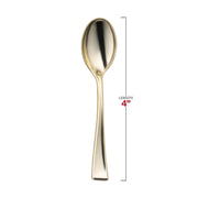 Shiny Metallic Gold Mini Plastic Disposable Tasting Spoons Dimension | Smarty Had A Party