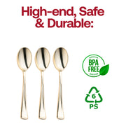 Shiny Metallic Gold Plastic Spoons BPA | Smarty Had A Party