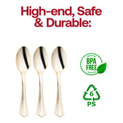 Shiny Metallic Groove Gold Plastic Spoons BPA | Smarty Had A Party