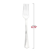 Shiny Metallic Groove Silver Plastic Forks Dimension | Smarty Had A Party