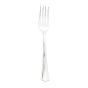 Shiny Metallic Groove Silver Plastic Forks Main | Smarty Had A Party