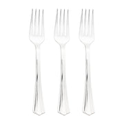 Shiny Metallic Groove Silver Plastic Forks Secondary | Smarty Had A Party