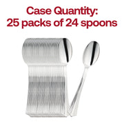 Shiny Metallic Groove Silver Plastic Spoons Quantity | Smarty Had A Party