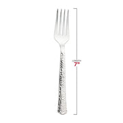 Shiny Metallic Silver Hammered Plastic Forks Dimension | Smarty Had A Party