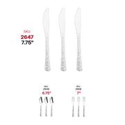 Shiny Metallic Silver Hammered Plastic Knives SKU | Smarty Had A Party