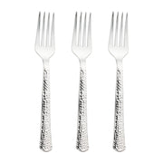 Shiny Metallic Silver Hammered Plastic Forks Secondary | Smarty Had A Party