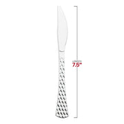 Shiny Silver Glamour Cutlery Disposable Plastic Knives Dimension  | Smarty Had A Party